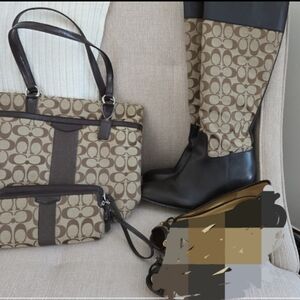 Coach Signature Tote, Wristlet, Boots, size 8